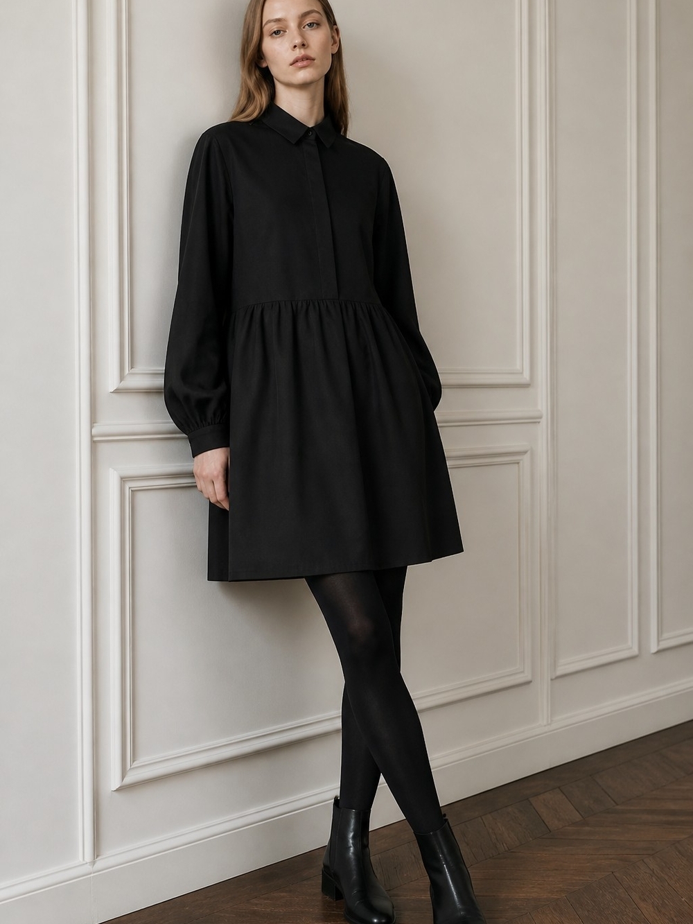 Everlane Black Mini Shirt Dress